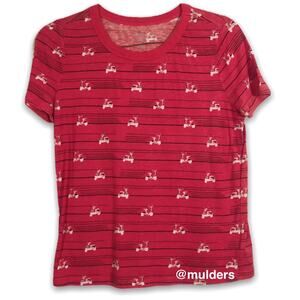 Urban Outfitters Red Striped Motorcycle Graphic Shirt